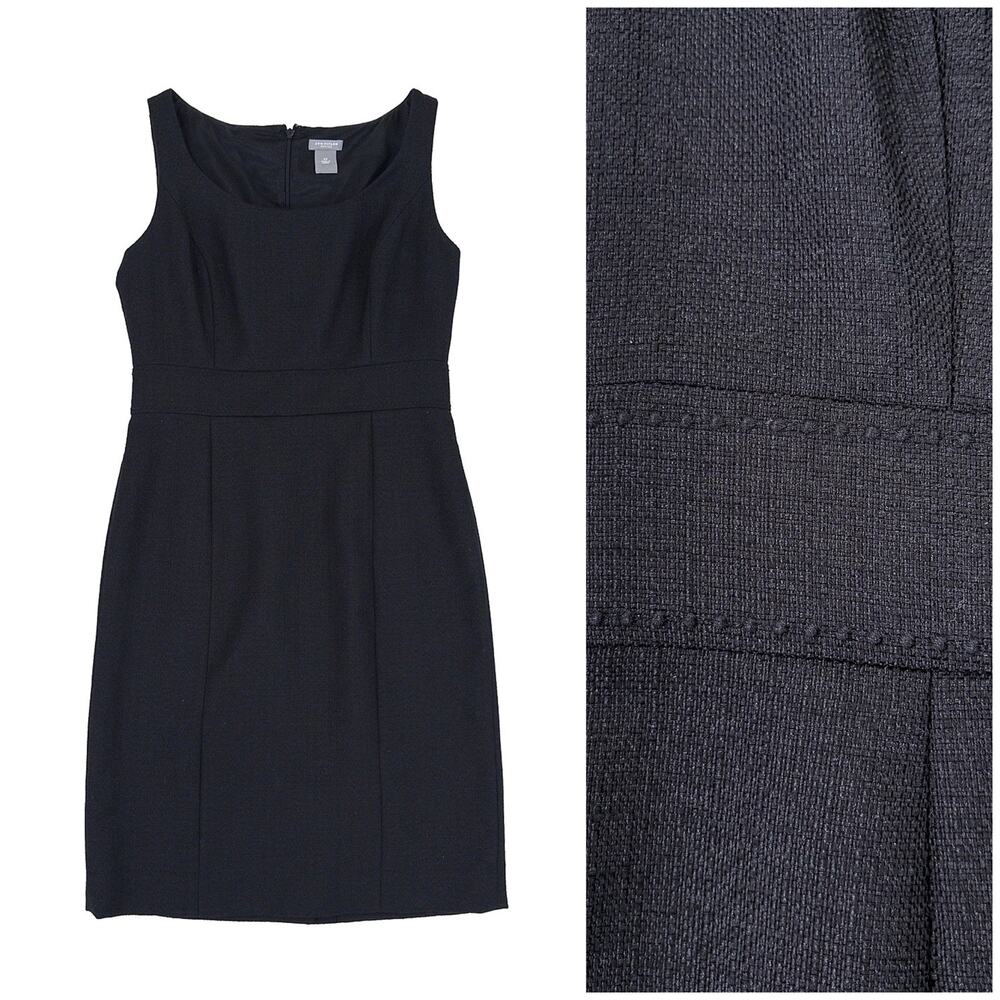 Ann Taylor Tweed Sheath Dress Women 4P Black Career Office Interview Classic